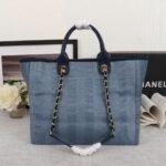 CHANEL Woven Straw Raffia Striped Medium Deauville Tote - Image 2