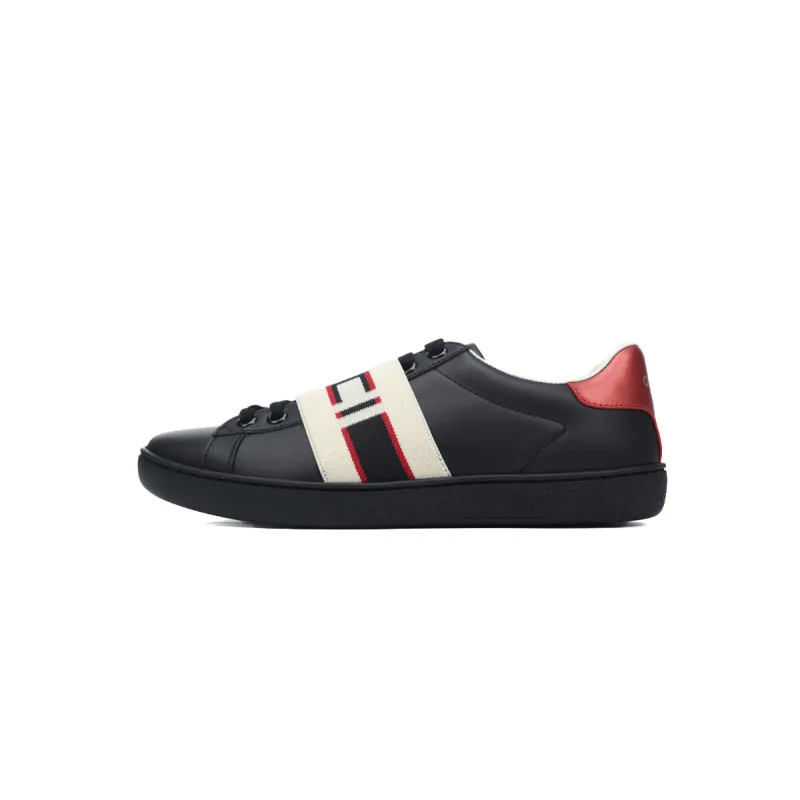 41605e04e916704eb30d7aa4517f3a2c.webp Gucci Ace Stripe Leather 'Black' - Image 1