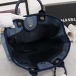 CHANEL Woven Straw Raffia Striped Medium Deauville Tote - Image 5