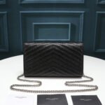 Saint Laurent Chain-strap YSL-plaque grained-leather wallet - Image 4