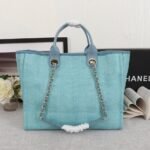 CHANEL Woven Straw Raffia Striped Medium Deauville Tote - Image 6