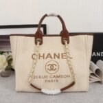 CHANEL Woven Straw Raffia Striped Medium Deauville Tote - Image 5