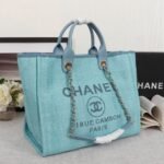 CHANEL Woven Straw Raffia Striped Medium Deauville Tote - Image 4