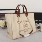 CHANEL Woven Straw Raffia Striped Medium Deauville Tote - Image 2
